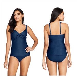 NWOT Lands End Tankini underwire textured blue